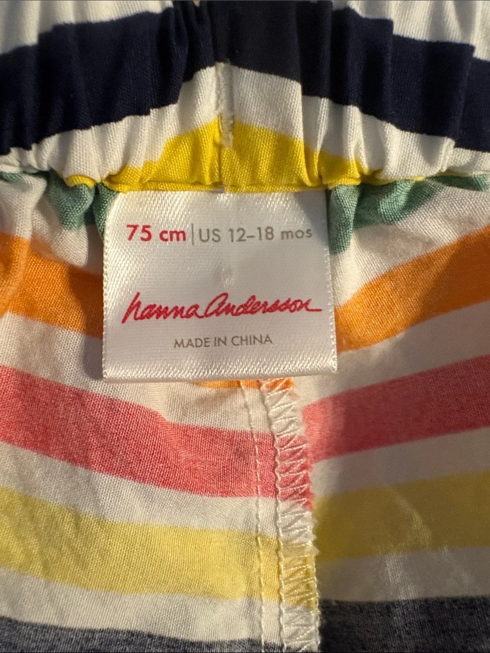 Hanna Andersson Rainbow Stripe Diaper Cover / Bloomers, Size 12-18mo